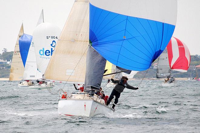 Marek runnng downwind in the S80 championships today © David Staley - copyright